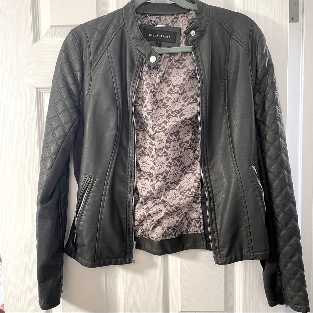 Gray faux-leather jacket | Black Rivet